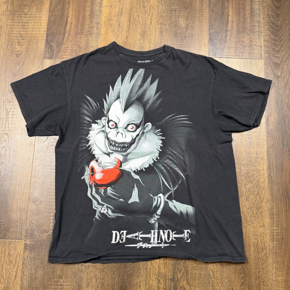 Death Note Faded Ryuk Apple T-Shirt Men's XL Black Anime Manga